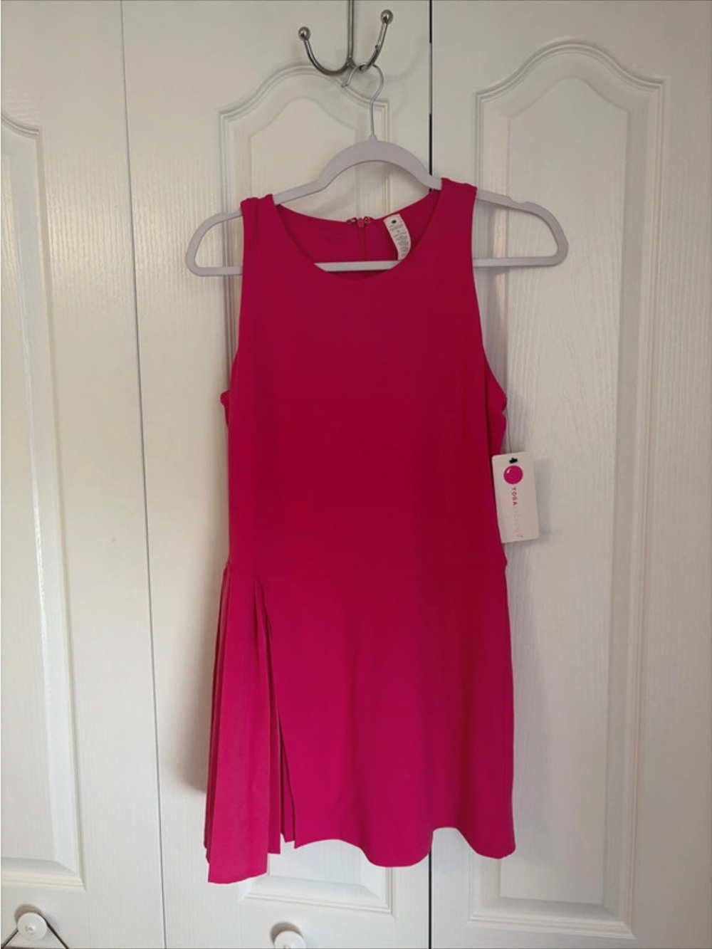 Yogalicious Hot Pink Sleeveless activewear shift Dress with Side Pleat